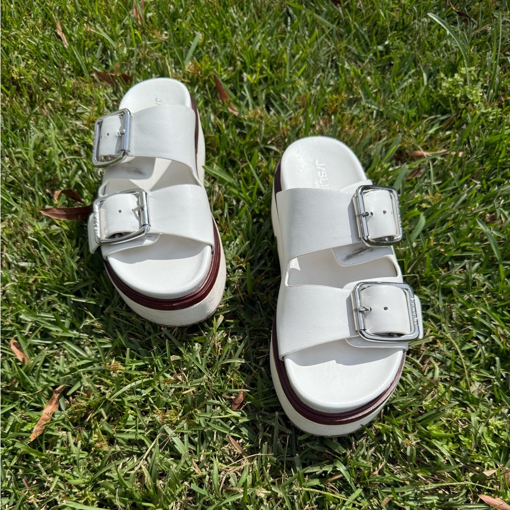 Chic White Platform Sandals with Buckle Detail - Picture 8 of 12